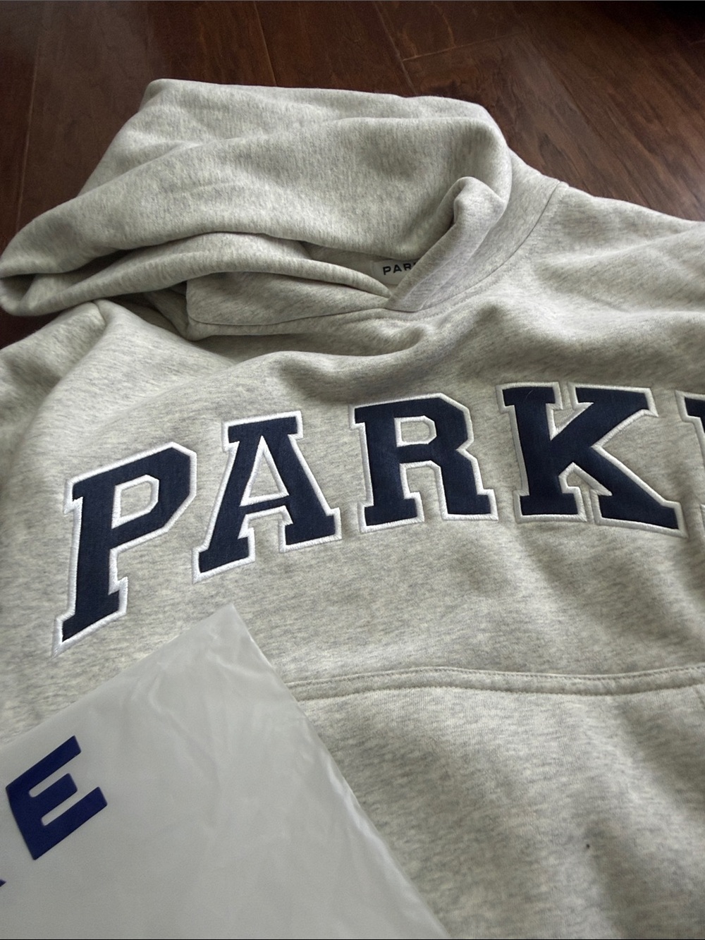 PARKE Gray Hoodie with Navy Lettering - Picture 3 of 6